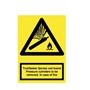 Advarselsskilt A4 Trykflasker fjernes ved brand + engelsk tekst reflekterende aluminium